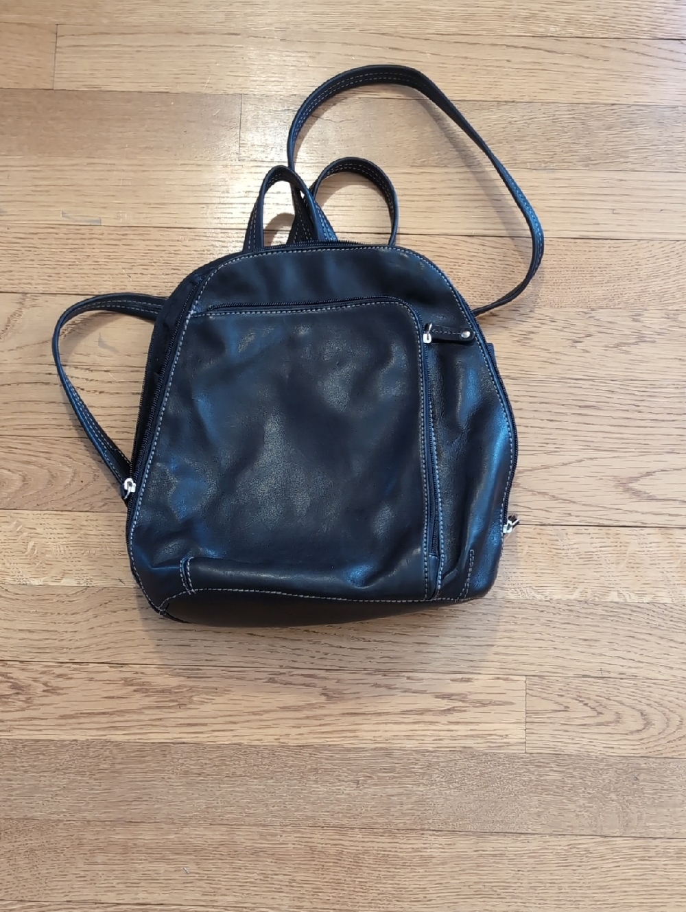 Tignanello Black Leatherette Convertible Backpack Purse